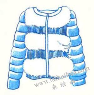 羽绒服色铅笔简笔画画法步骤04