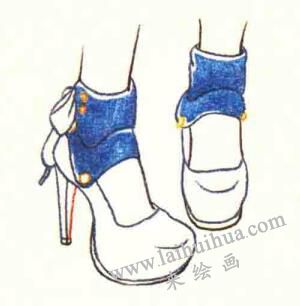 高跟单鞋色铅笔简笔画画法步骤03