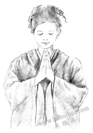 甜美的女孩素描画法步骤09