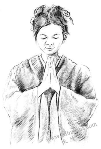 甜美的女孩素描画法步骤10