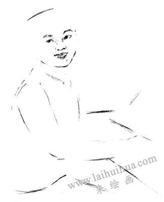 钢琴少年素描画法步骤02