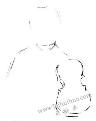 拉提琴的男孩素描画法步骤01