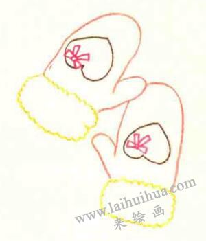 手套的色铅笔简笔画画法步骤02