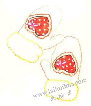 手套色铅笔简笔画画法步骤04