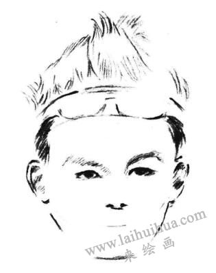 帅气的少年素描画法步骤03