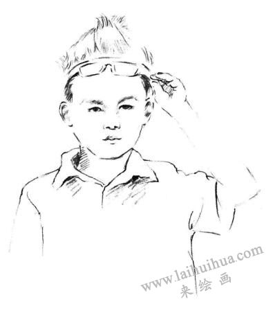帅气的少年素描画法步骤05