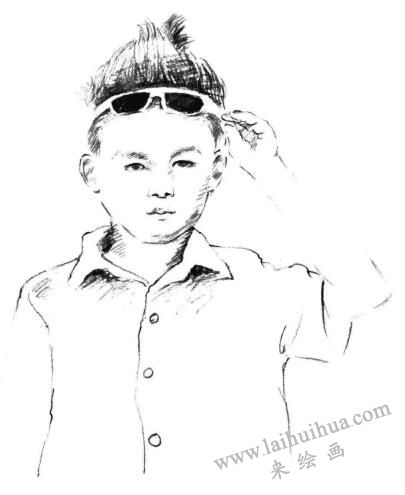 帅气的少年素描画法步骤06