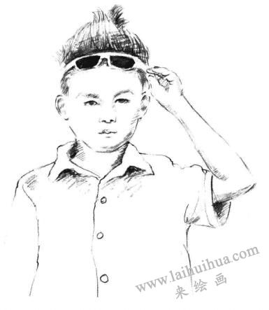 帅气的少年素描画法步骤07