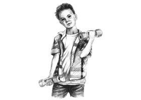 玩哑铃的男孩素描画法步骤