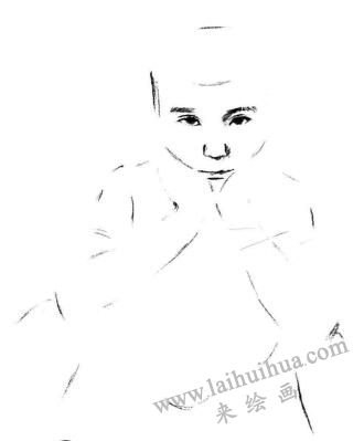 羞涩的男孩素描画法步骤02