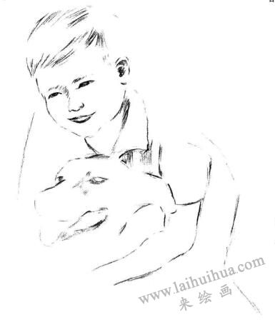 阳光男孩素描画法步骤03