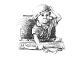 戴帽子的小男孩素描画法步骤