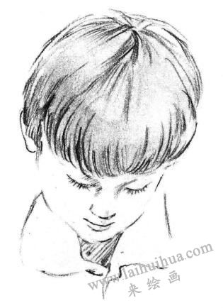 画画的男孩素描画法步骤03