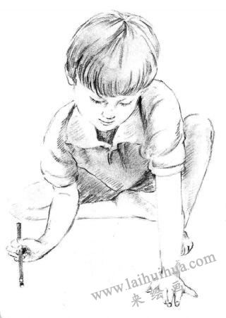 画画的男孩素描画法步骤07