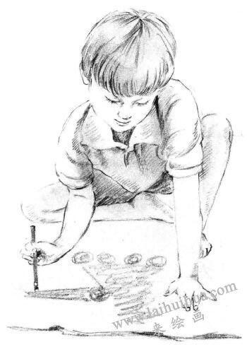 画画的男孩素描画法步骤08