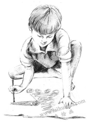 画画的男孩素描画法步骤09