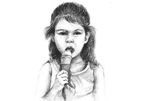  吃着冰淇淋的女孩素描画法步骤