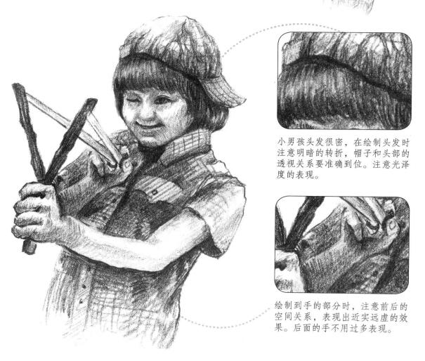 调皮的男孩素描画法步骤