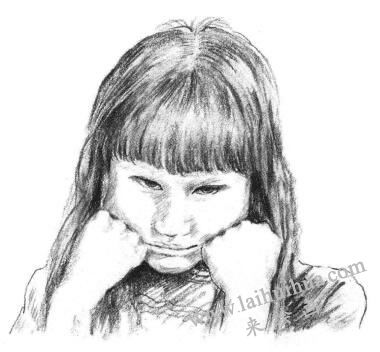 委屈的女孩素描画法步骤09