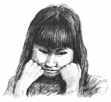 委屈的女孩素描画法步骤11