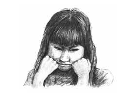 委屈的女孩素描画法步骤