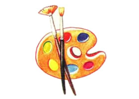 调色盘色铅笔简笔画