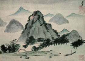 姚绶《溪桥泊舟图》赏析