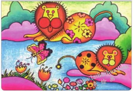 狮子王油棒画画法步骤05