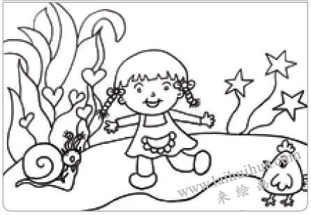 快乐的小安妮油棒画画法步骤01