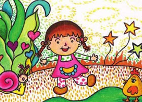 快乐的小安妮油棒画画法步骤
