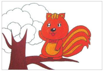 幸福的小松鼠油棒画画法步骤03