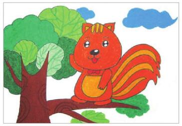 幸福的小松鼠油棒画画法步骤05