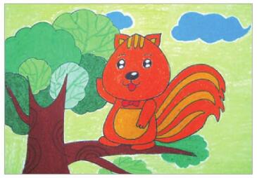 幸福的小松鼠油棒画画法步骤06