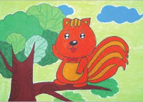 幸福的小松鼠油棒画画法步骤