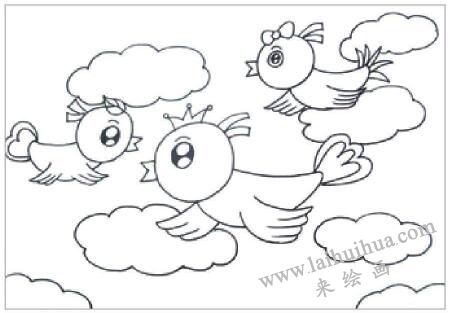 自由的小鸟油棒画画法步骤01