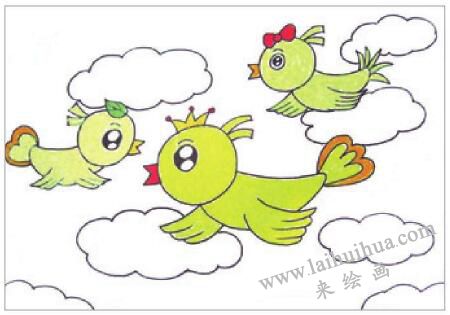自由的小鸟油棒画画法步骤03