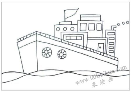 豪华游轮油棒画画法步骤01