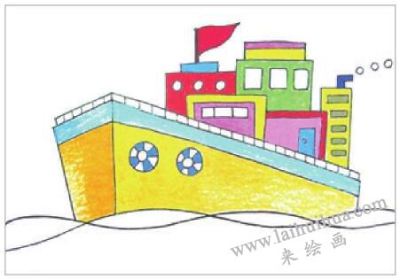 豪华游轮油棒画画法步骤03
