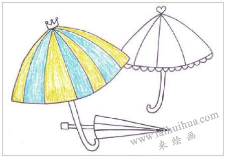 小花伞油棒画画法步骤03