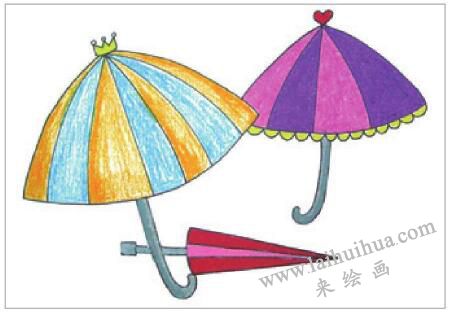 小花伞油棒画画法步骤04