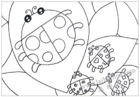 七星瓢虫油棒画画法步骤01