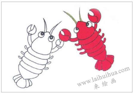 一对龙虾油棒画画法步骤02