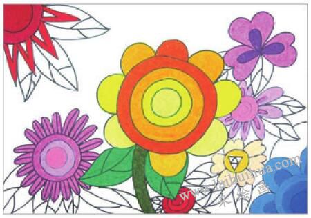 花朵的油棒画画法步骤03