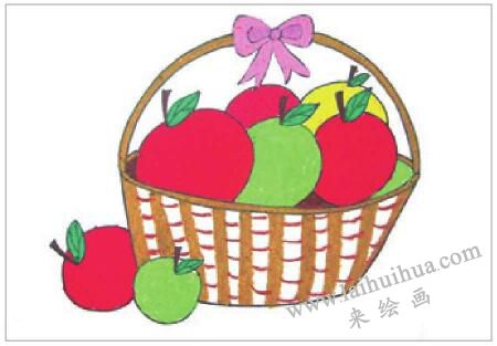 水果篮油棒画画法步骤04