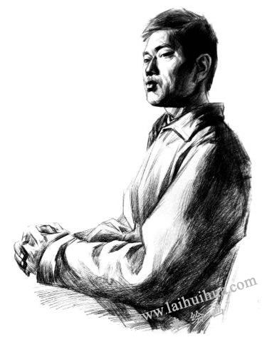 人物半身像素描的写生步骤03