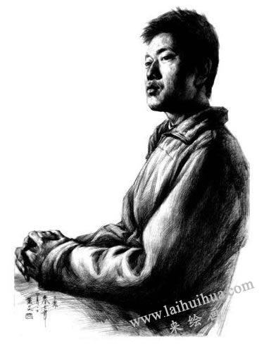 人物半身像素描的写生步骤04