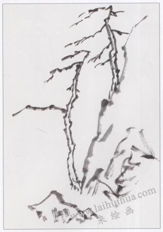 中国山水画《松亭图》画法步骤01