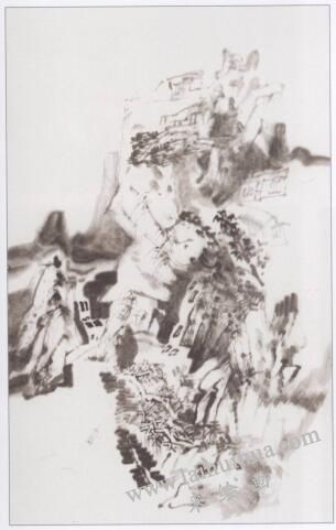 中国山水画作品的作画步骤02