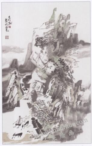 中国山水画作品的作画步骤03
