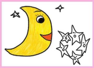 星星和月亮油棒画画法步骤02